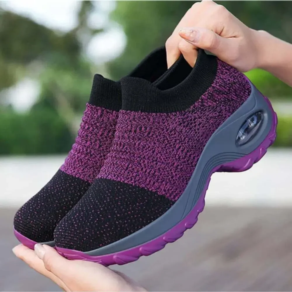 Gloryinterest Walking Shoes for Women Sock‎ Sneakers Purple US size 4.5